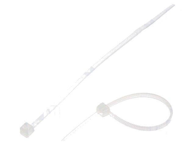 Kabelbinder; L: 100mm; W: 2,5mm; polyamide; 78,5N; natuurlijk Kabelbinder; L: 100mm; W: 2,5mm; polyamide; 78,5N; natuurlijk
